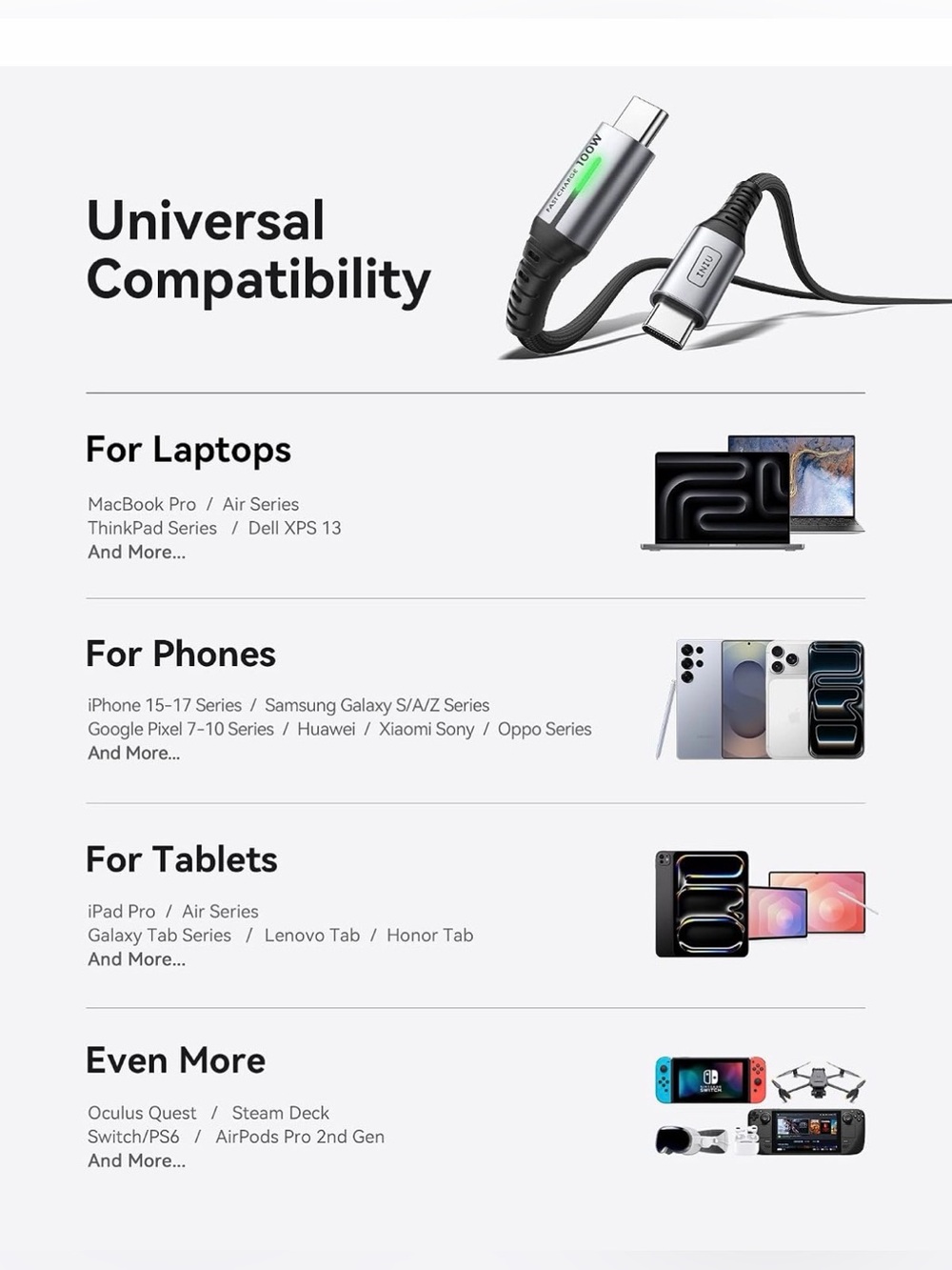 100W Fast Charge USB-C to USB-C Cable - Picture 5 of 8
